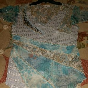 Dressy Blue Blouse With Matching Chemise